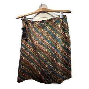 Valerie Stevens Petite Multicolor A-Line Skirt Sz 10P Cotton/Nylon/Spandex NWT